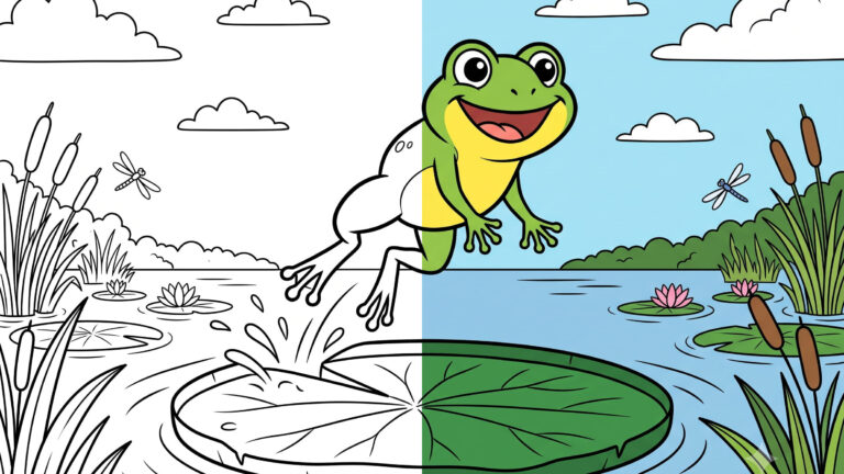 Happy Jumping Frog Coloring Page