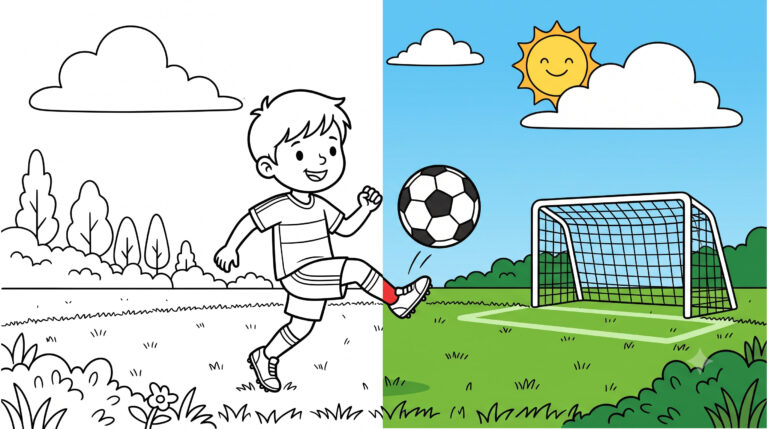 Goal! Soccer Child Coloring Page