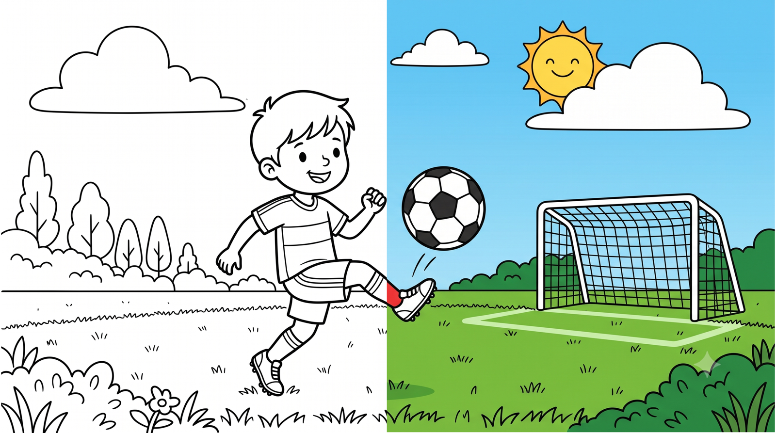 Goal! Soccer Child Coloring Page – Free Printable for Kids!
