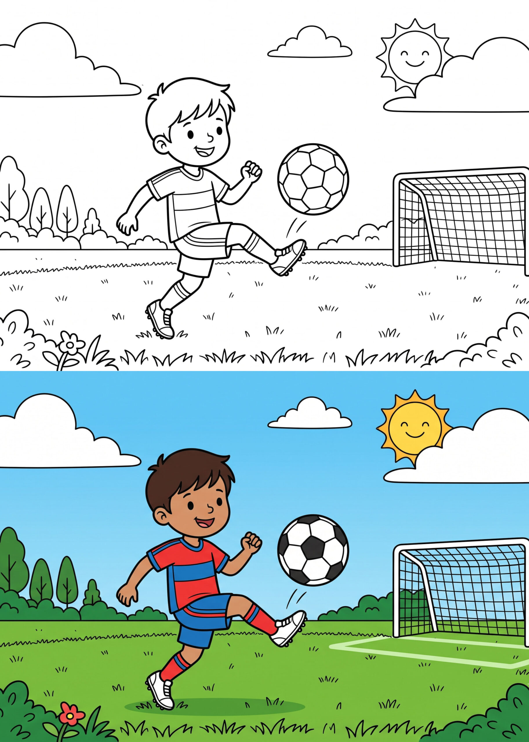Goal! Soccer Child Coloring Page