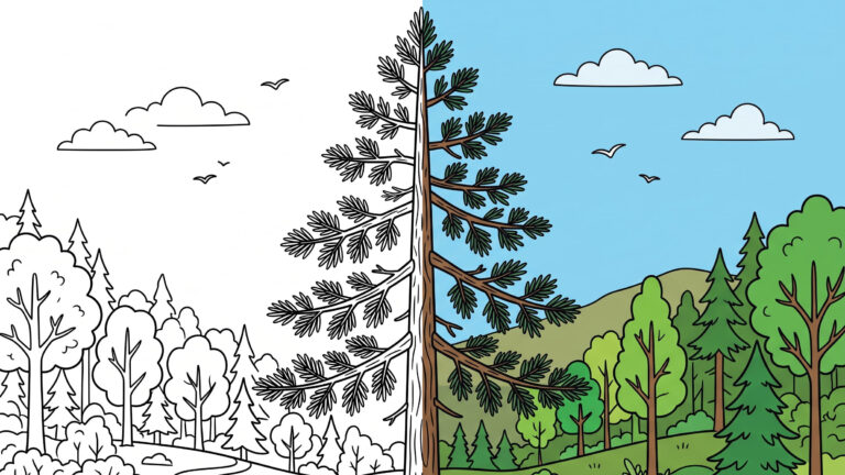 Pine Tree Forest Coloring Page
