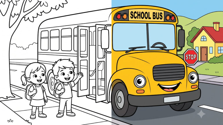 Big School Bus Coloring Page