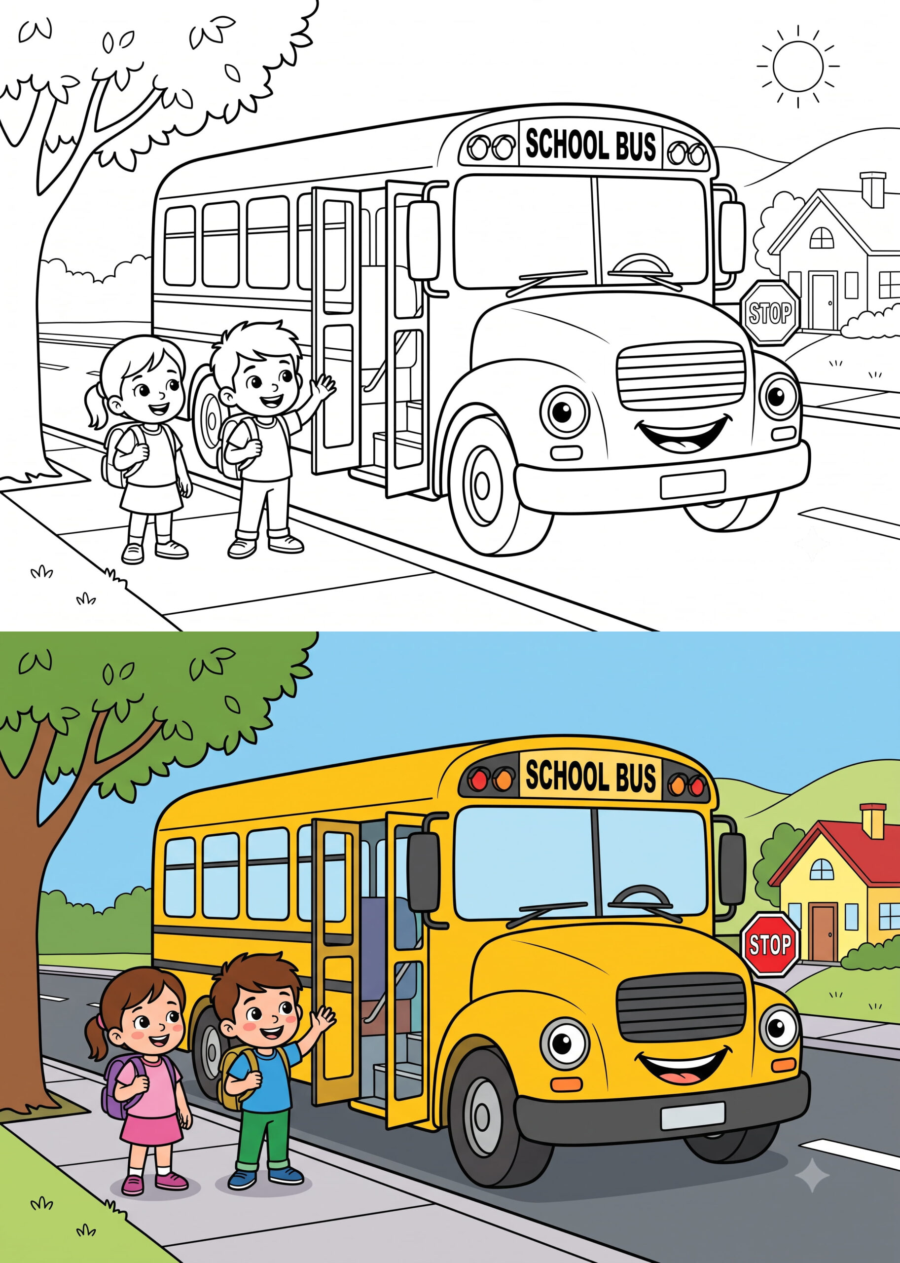 Big School Bus Coloring Page