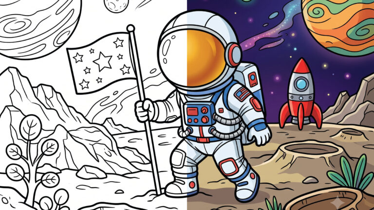 Brave Astronaut Coloring Page