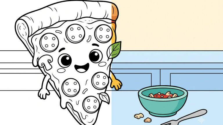 Cute Pizza Slice Coloring Page