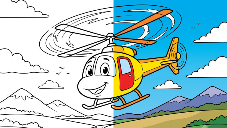 Friendly Helicopter Coloring Page