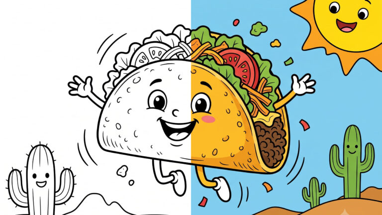 Happy Jumping Taco Coloring Page