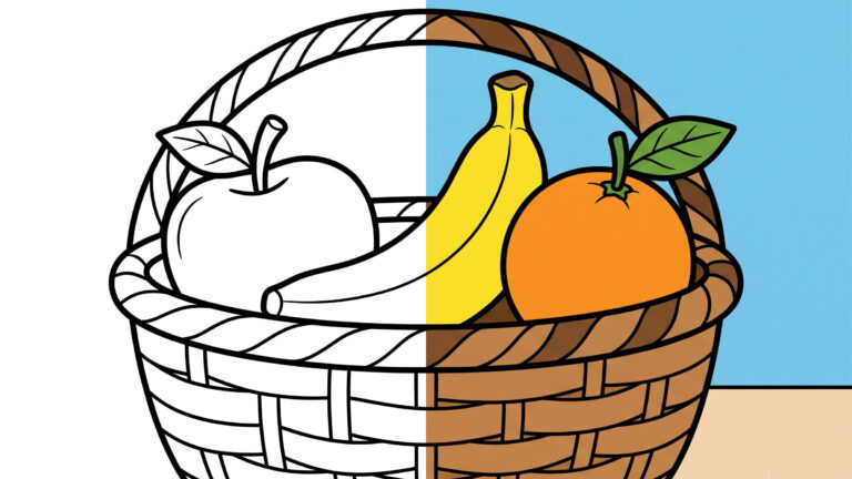 Healthy Fruit Basket Coloring Page