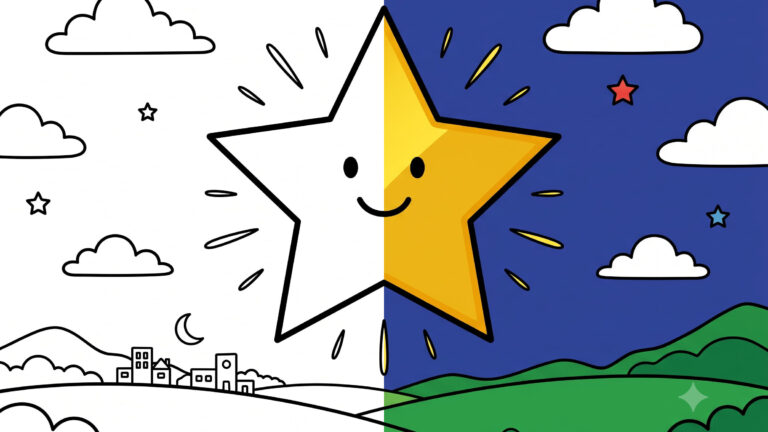 Large Shining Star Coloring Page