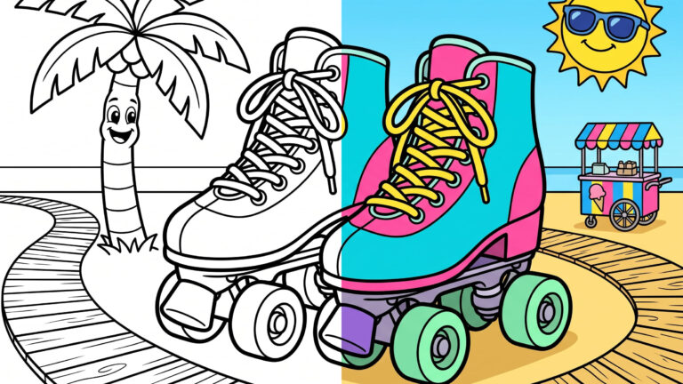 Retro Roller Skates Coloring Page