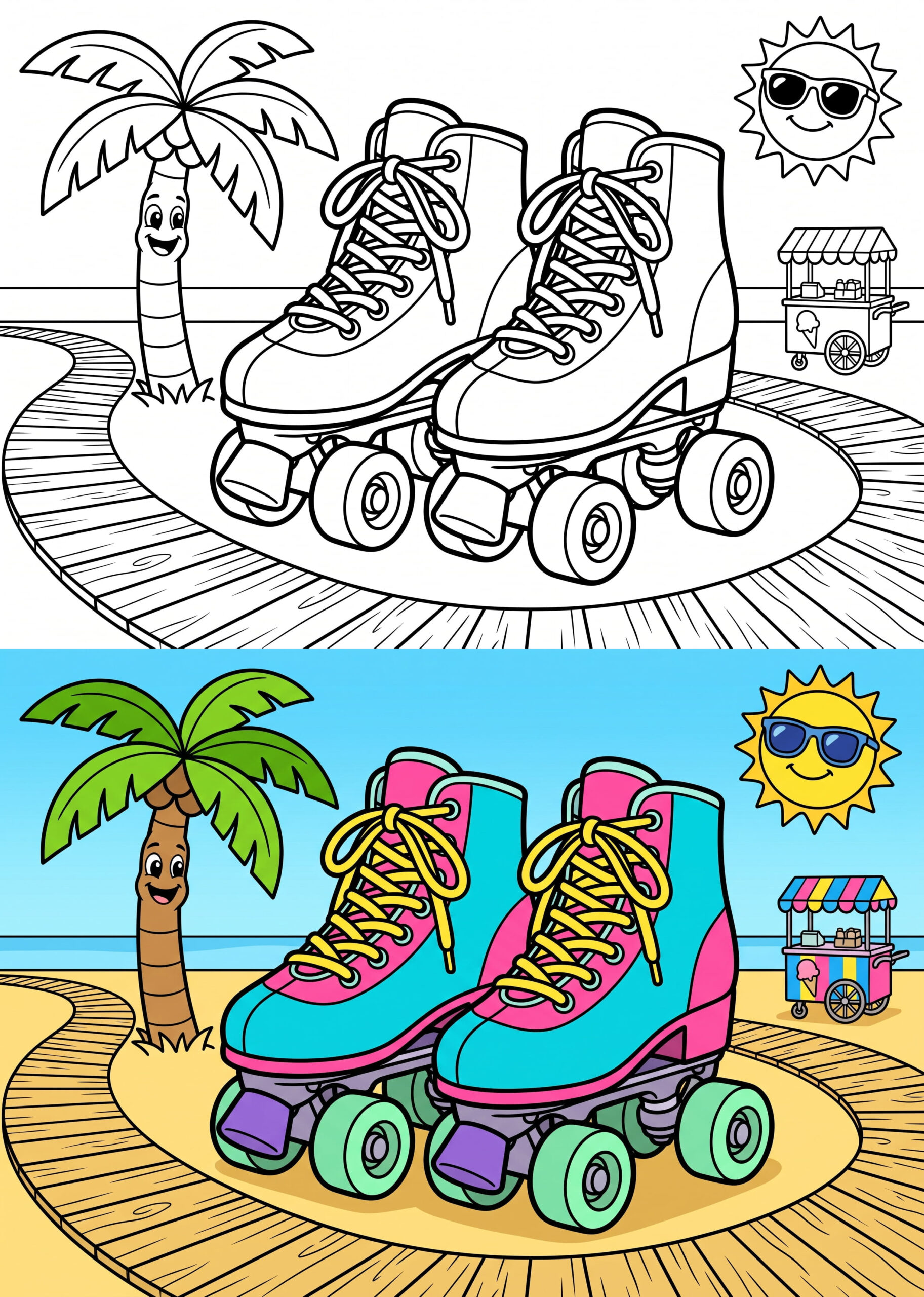 Retro Roller Skates Coloring Page