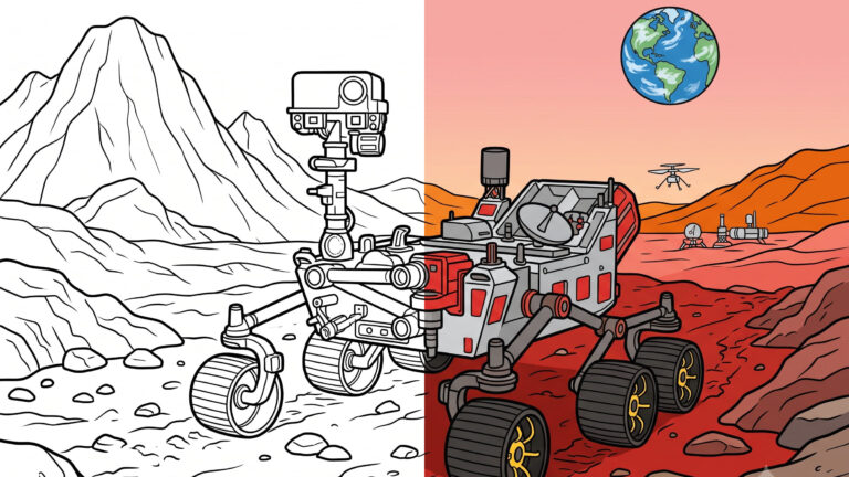 Robotic Mars Rover Coloring Page
