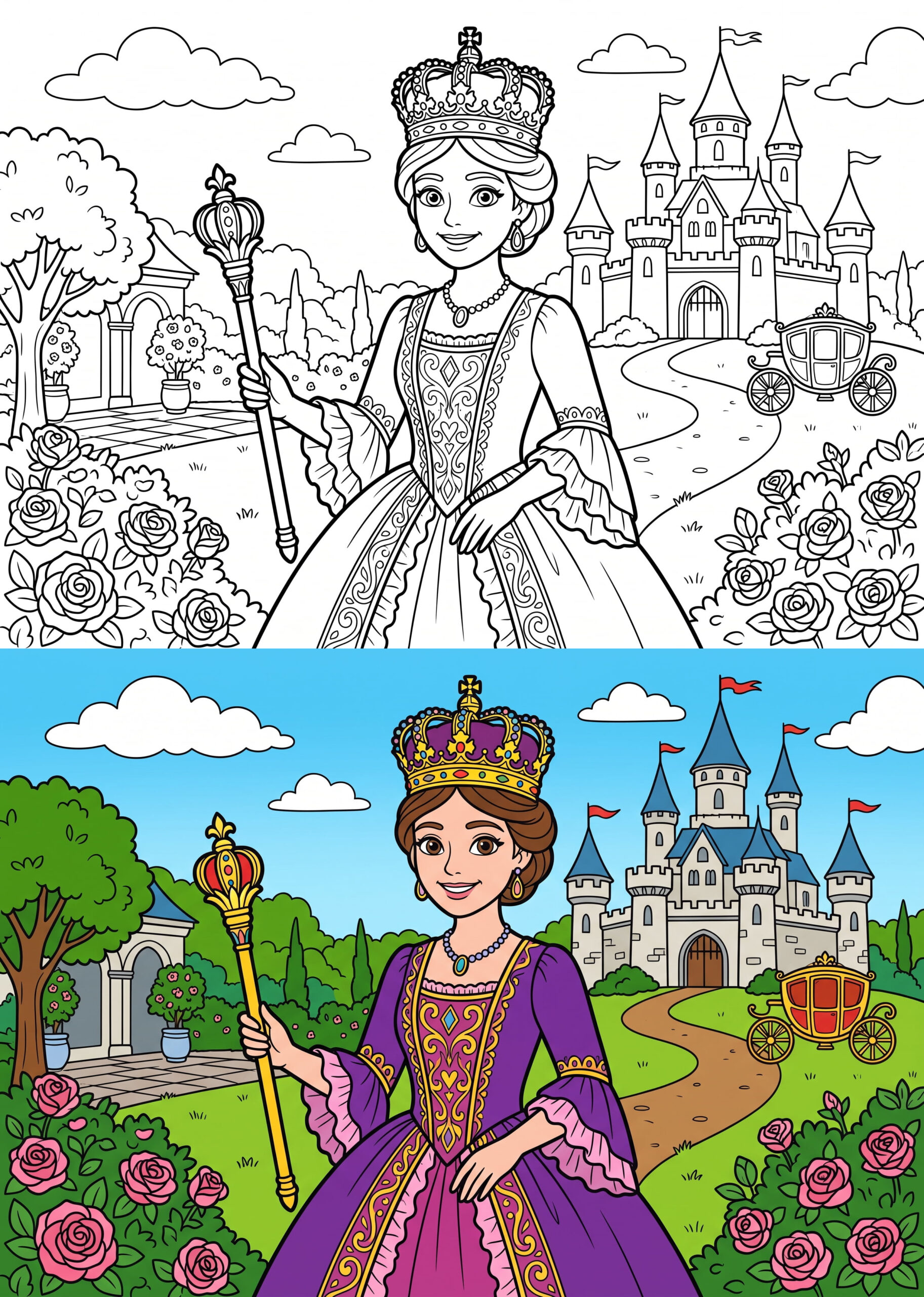 Smiling Queen Coloring Page