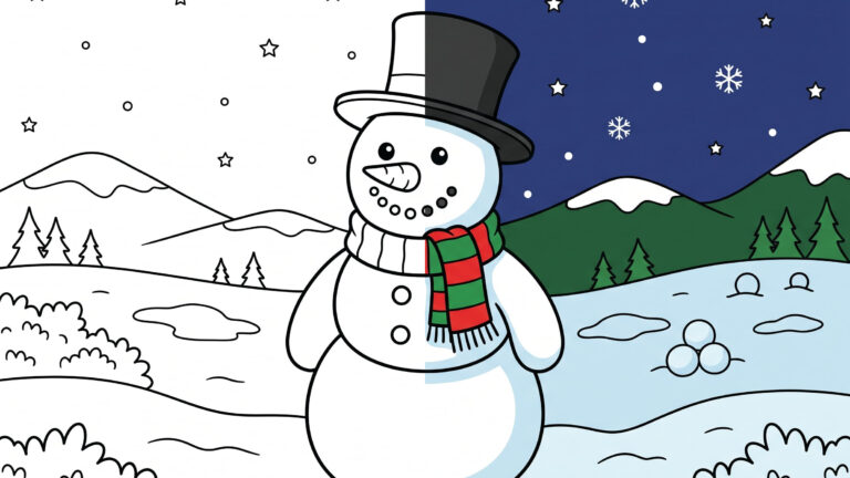 Smiling Snowman Coloring Page
