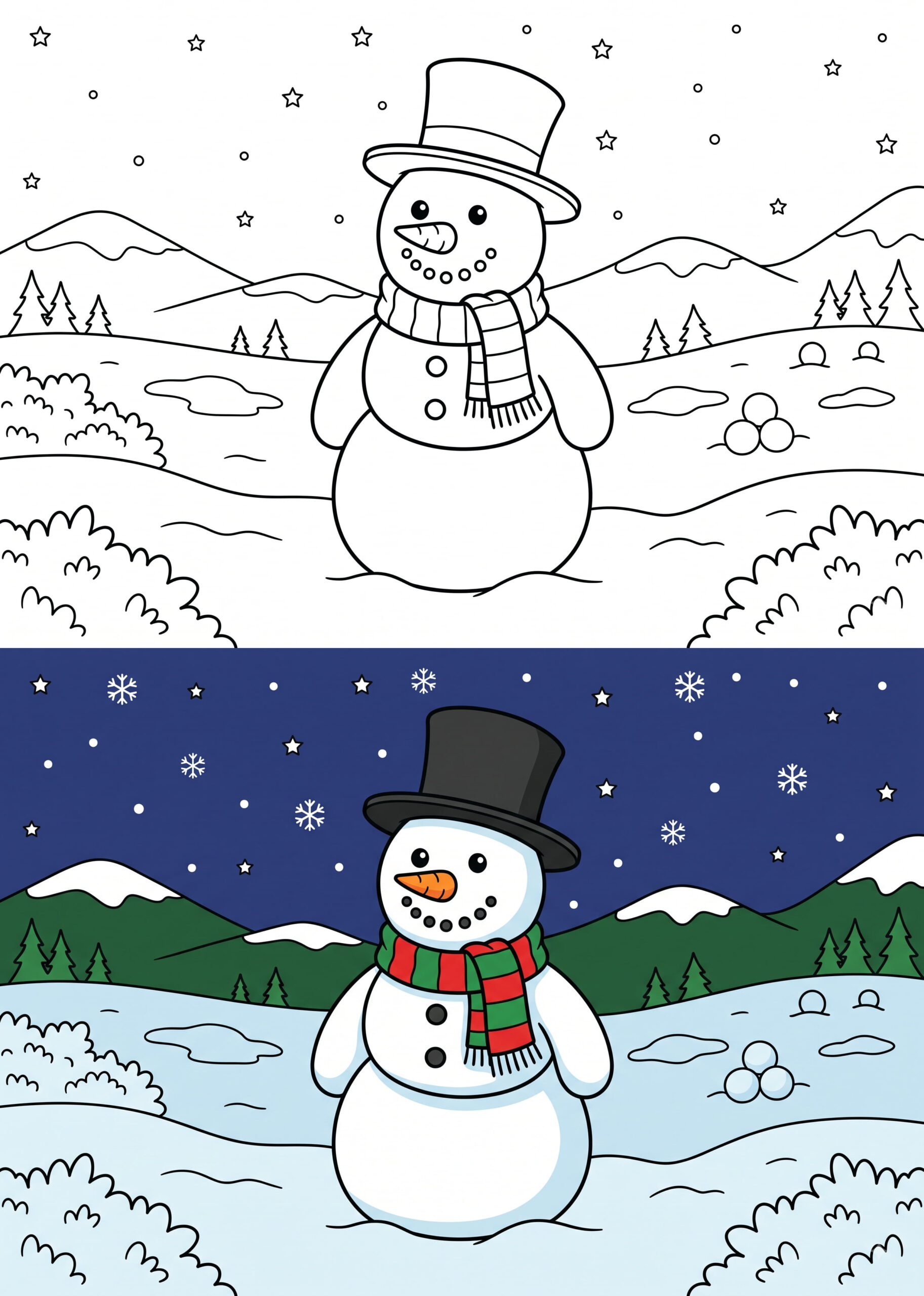 Smiling Snowman Coloring Page