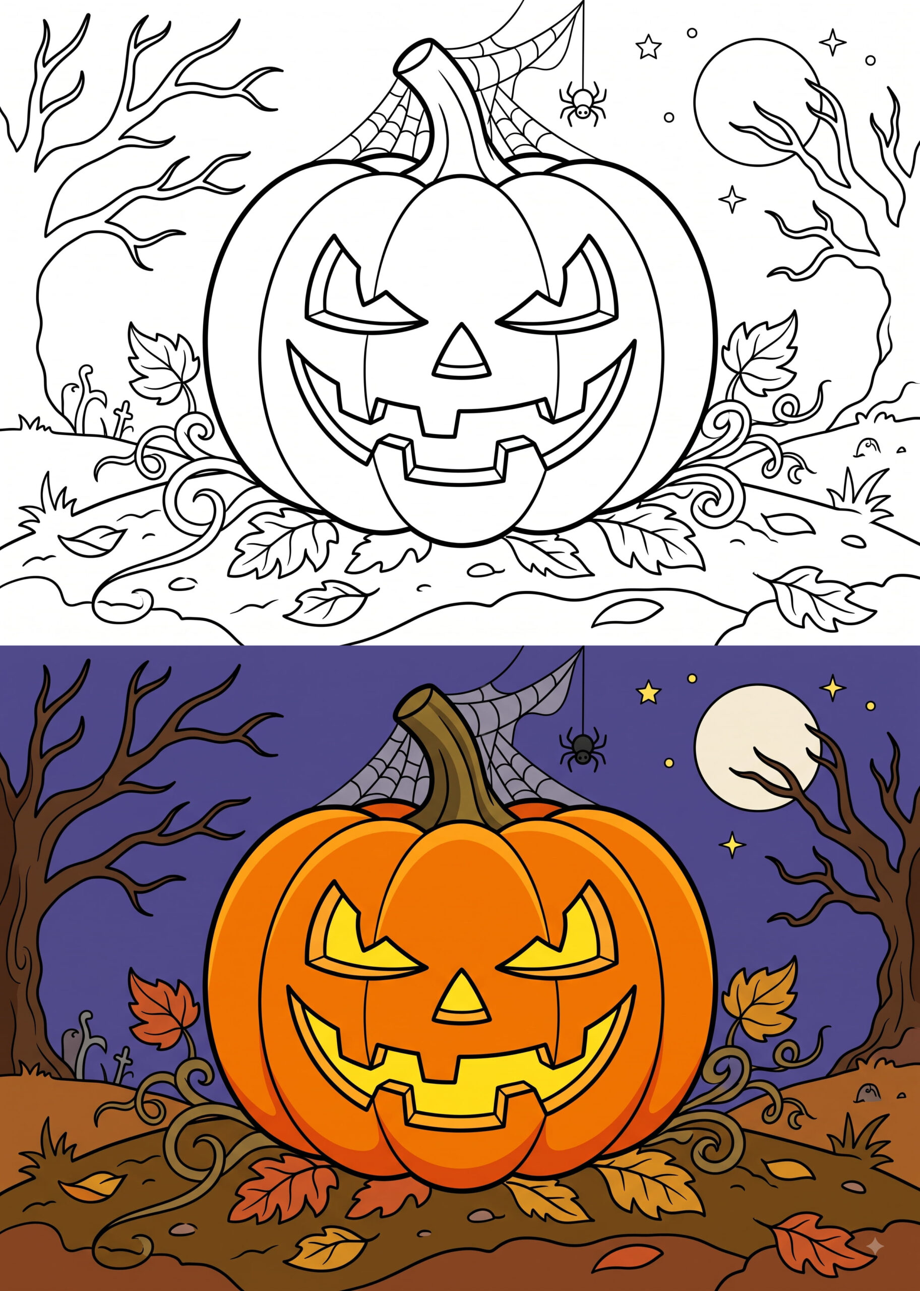 Spooky Jack-o-Lantern Coloring Page