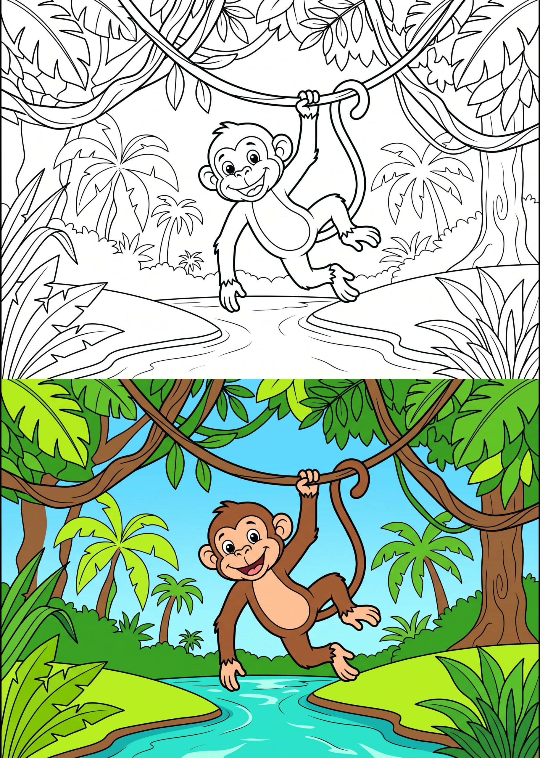 Swinging Monkey Coloring Page