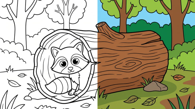 Curious Raccoon Coloring Page