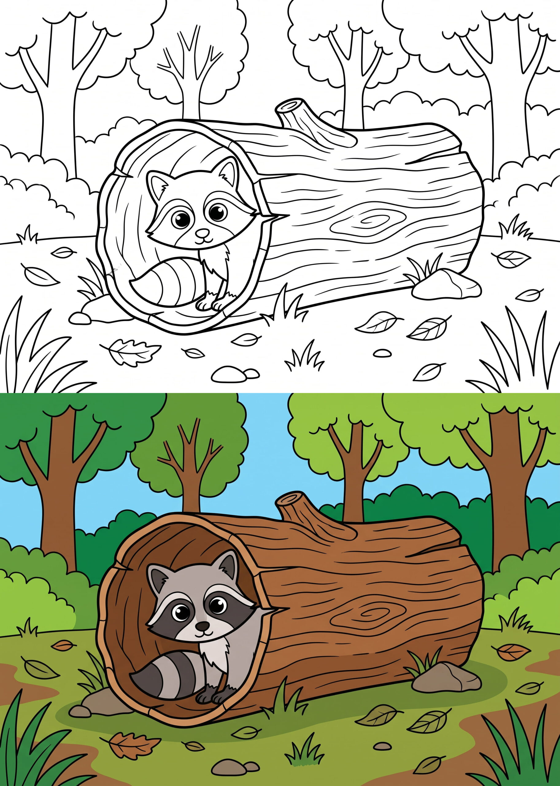 Curious Raccoon Coloring Page