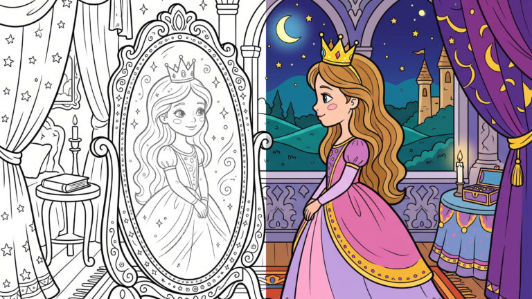 Princess Magical Mirror Coloring Page