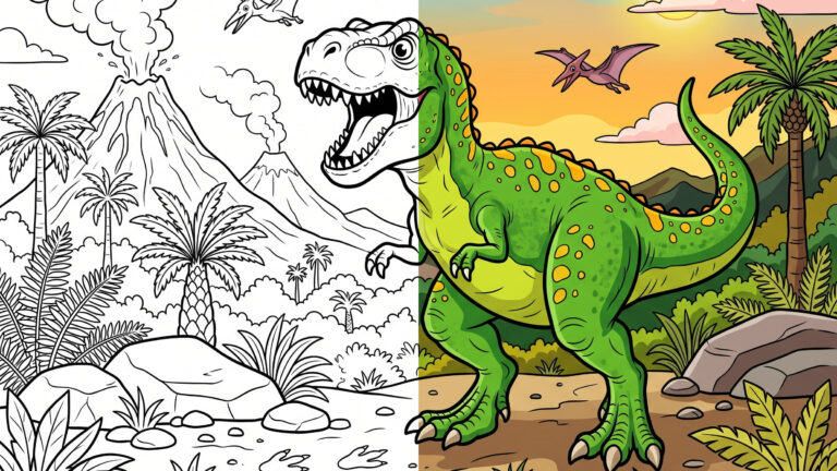 Roaring T-Rex Dinosaur Coloring Page