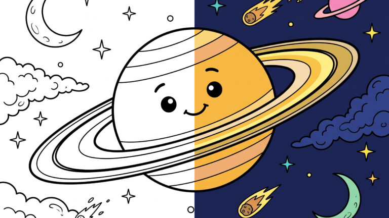 Saturn Planet Coloring Page