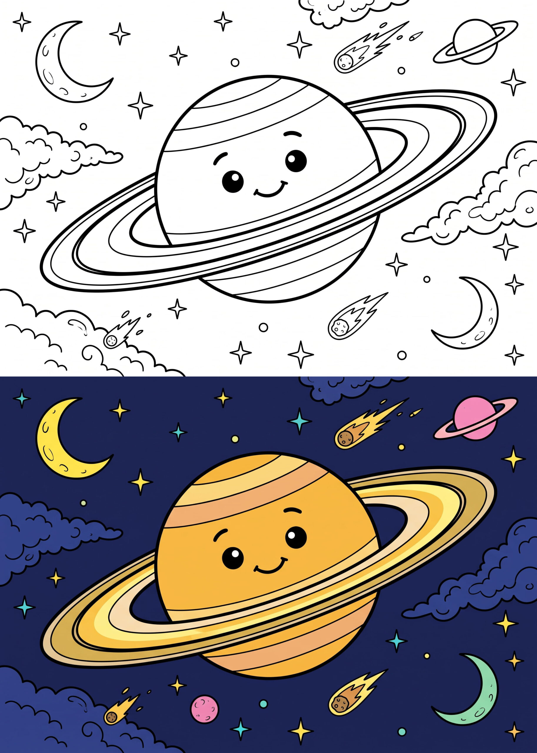 Saturn Planet Coloring Page