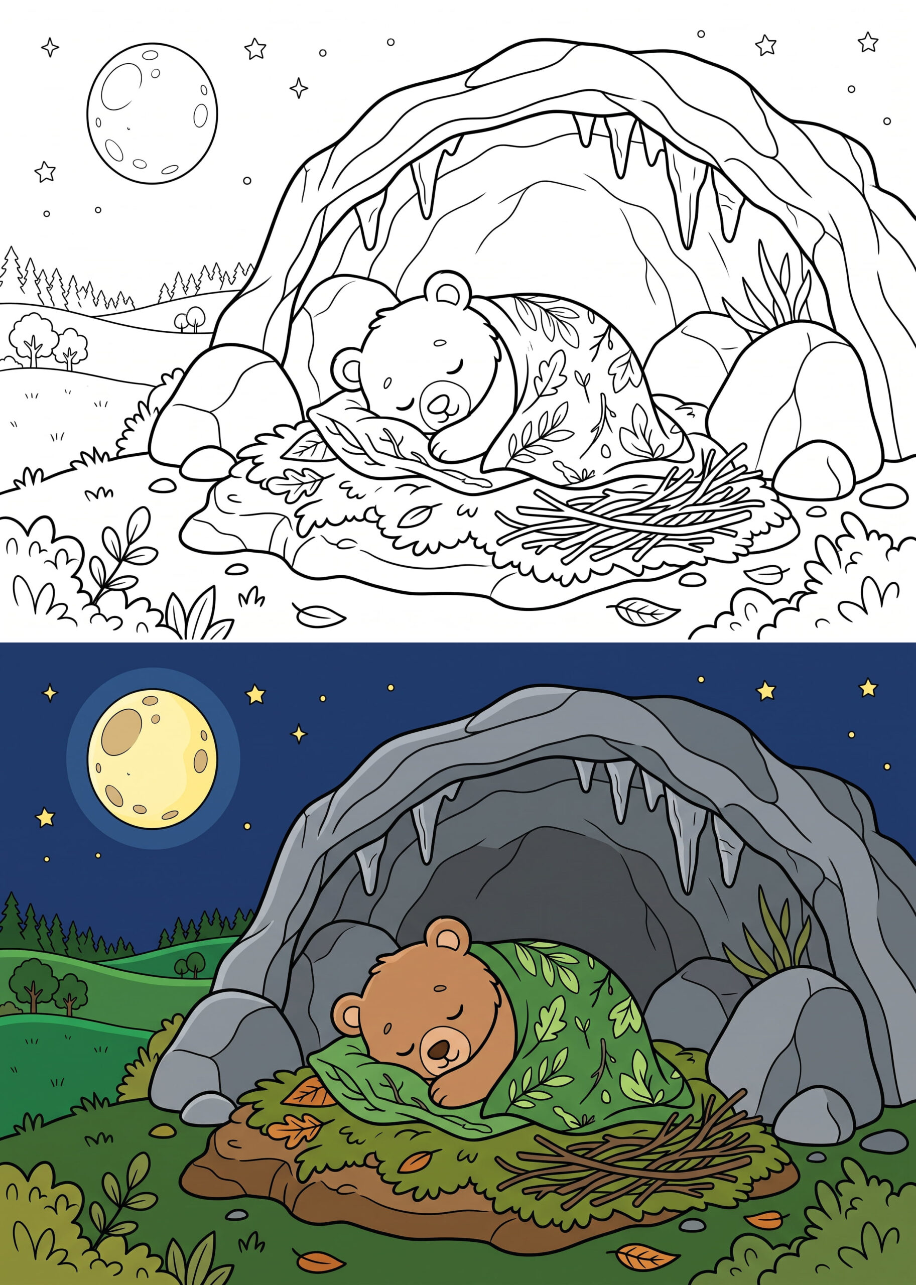 Sleeping Bear Cub Coloring Page