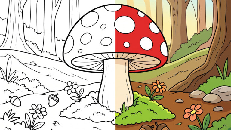 Spotted Mushroom Coloring Page
