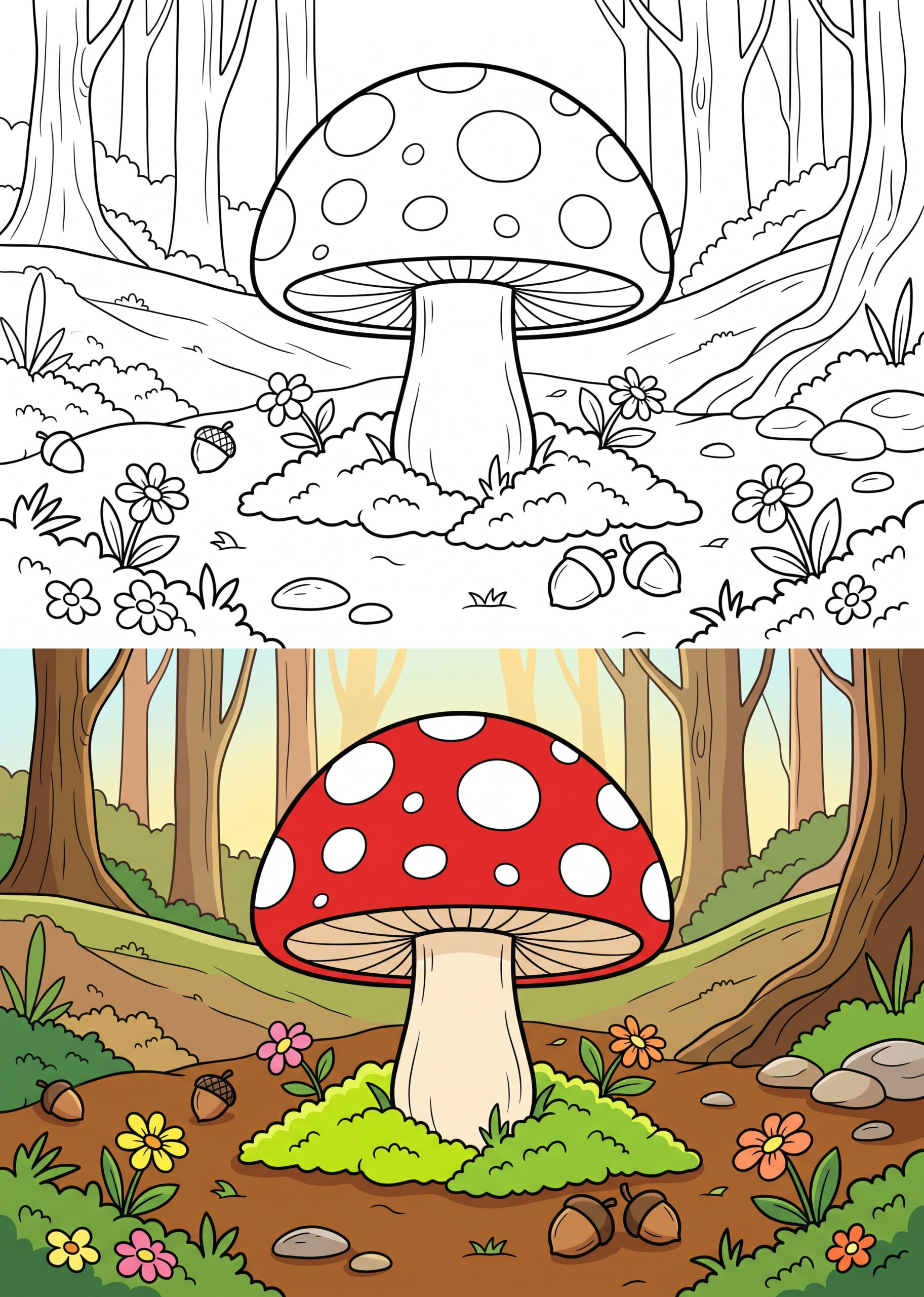 Spotted Mushroom Coloring Page