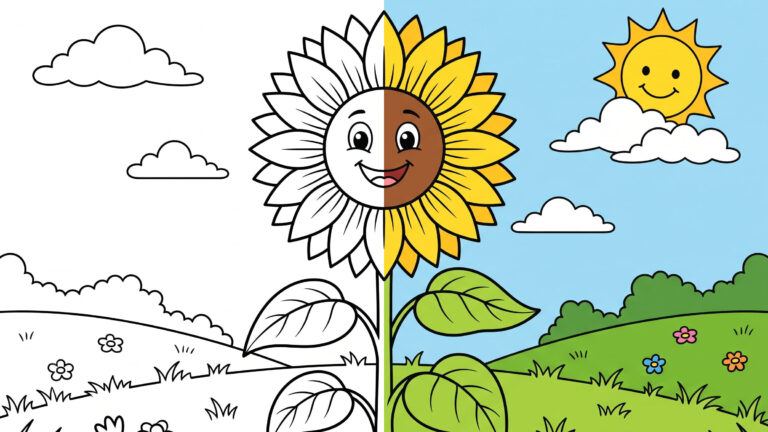 Towering Sunflower Coloring Page