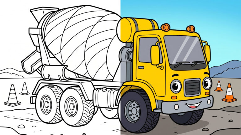 Cement Mixer Coloring Page