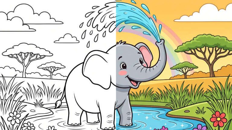 Friendly Elephant Coloring Page