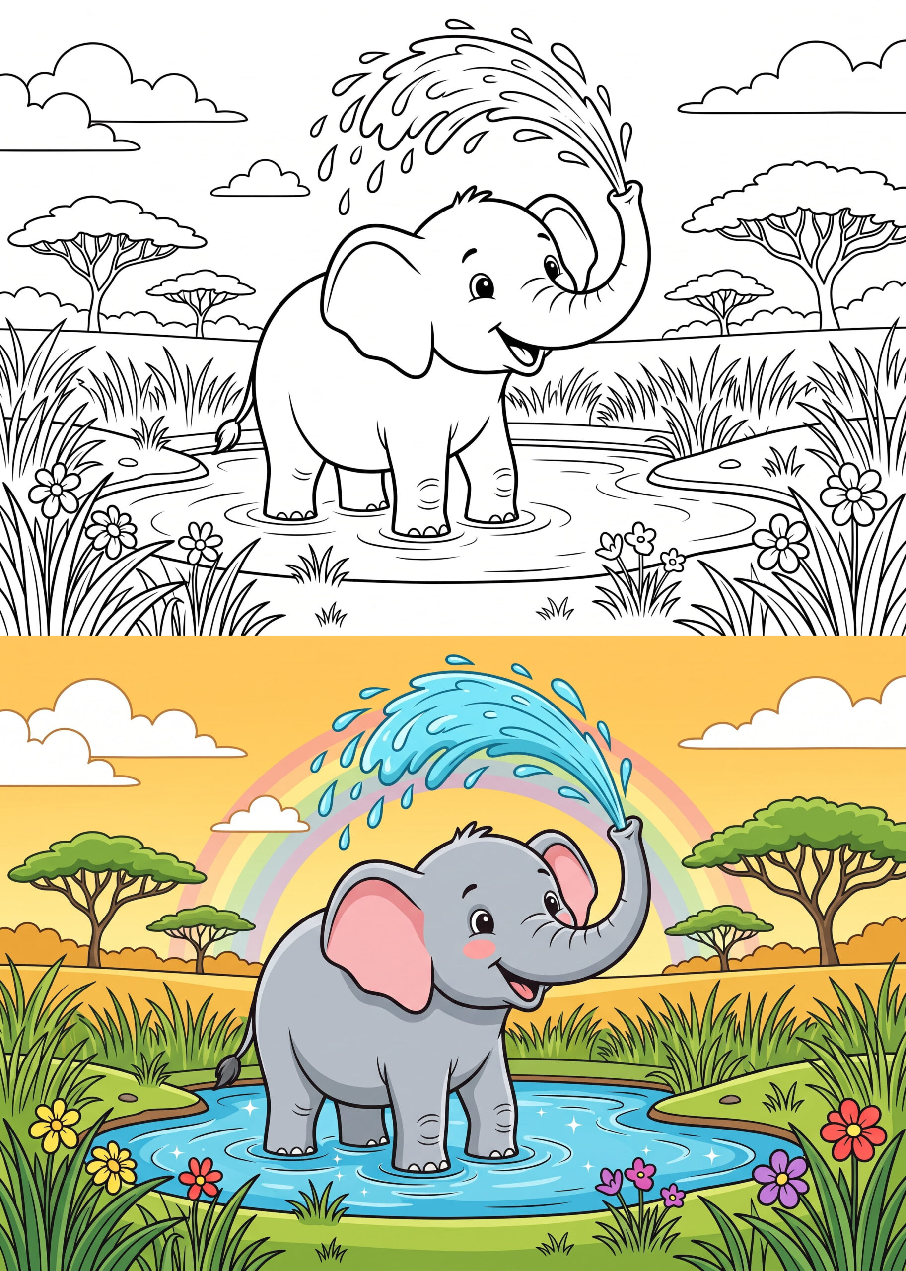 Friendly Elephant Coloring Page