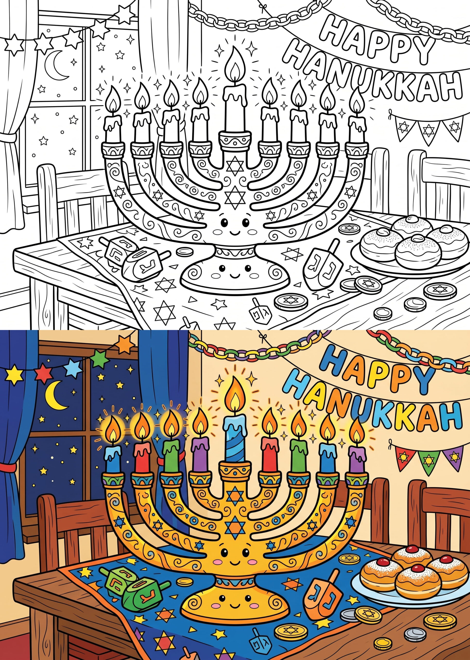 Hanukkah Menorah Coloring Page – Free Printable – Color Online