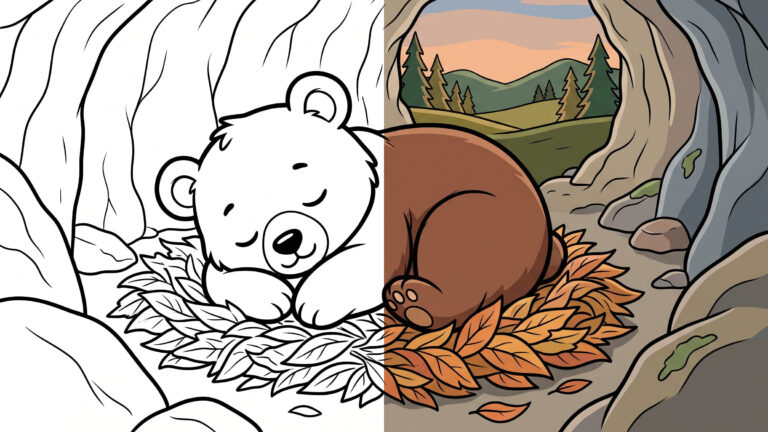 Sleeping Bear Cub Coloring Page