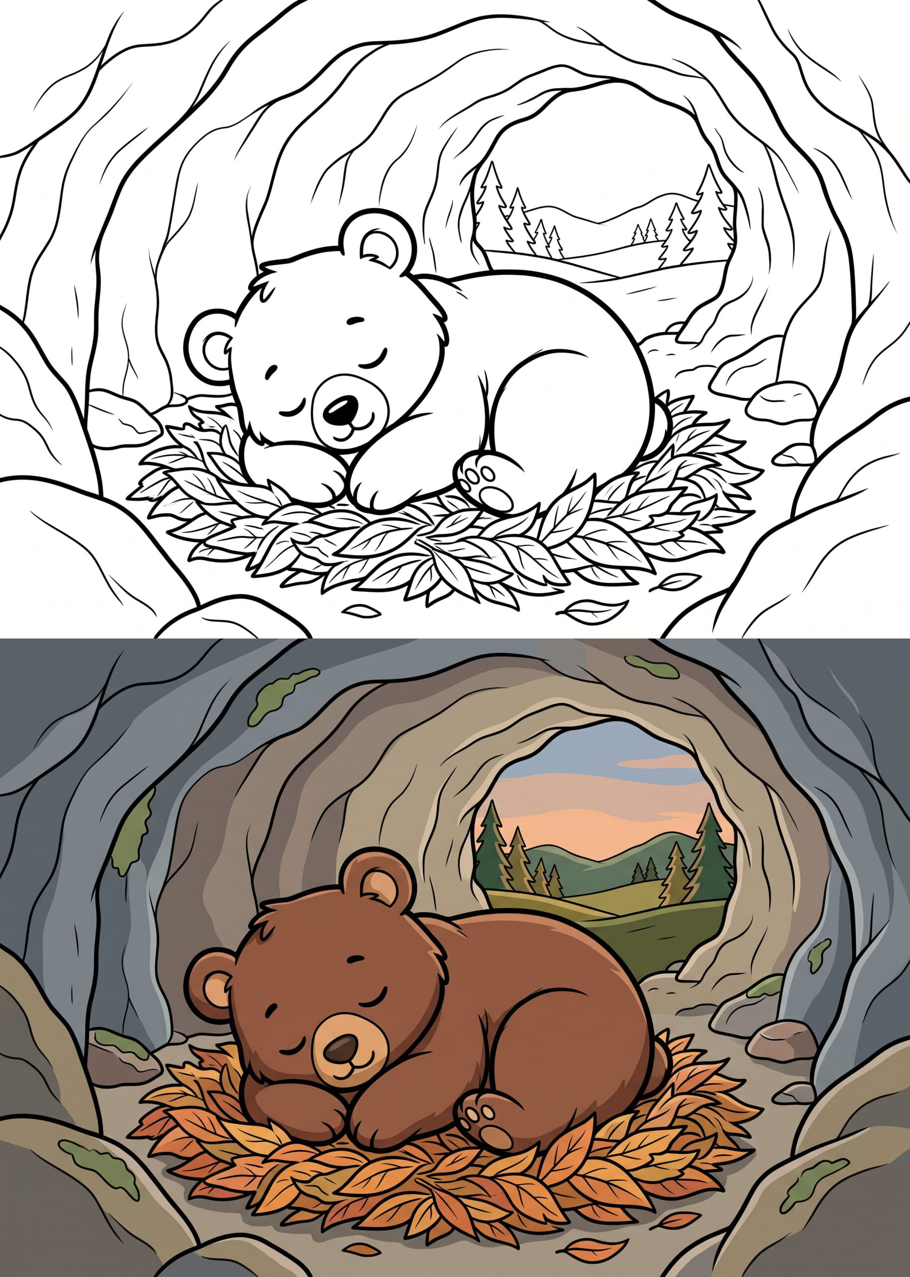 Sleeping Bear Cub Coloring Page