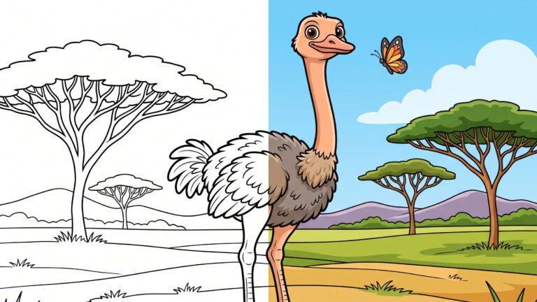 Tall Ostrich Coloring Page
