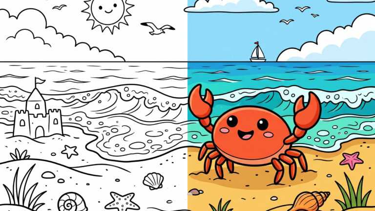 Cute Beach Crab Coloring Page – Free Printable
